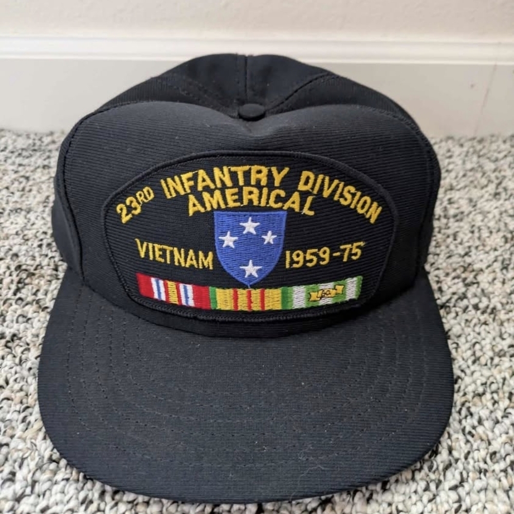 US Army 23rd Infantry Division American Vietnam Veteran Hat Service Ribbons USA